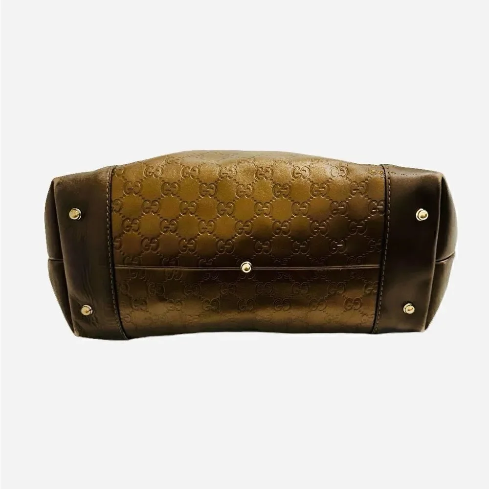 Gucci brown leather gg tote